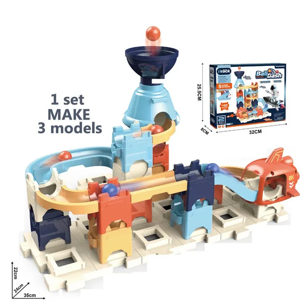 Building Block Ejection Ball Run Toy Set with 3 Changeable Shapes image 1