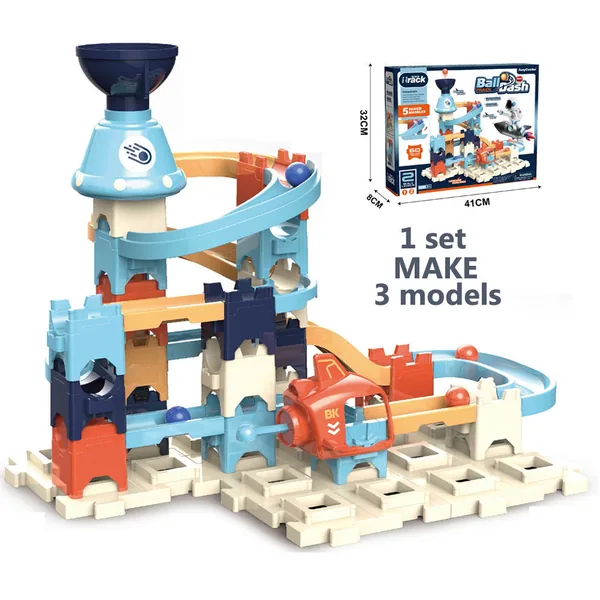 Building Block Ejection Ball Run Toy Set with 3 Changeable Shapes image 6