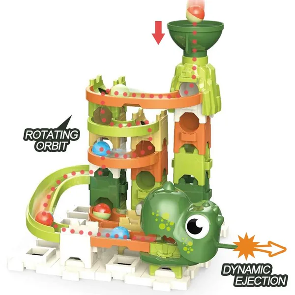 3 in 1 Dinosaur Roll Ball Building Blocks Marble Run Set image 1